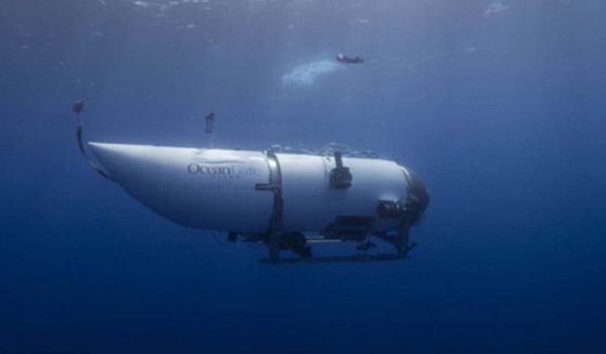 The OceanGate Titan submersible in an underwater shot.