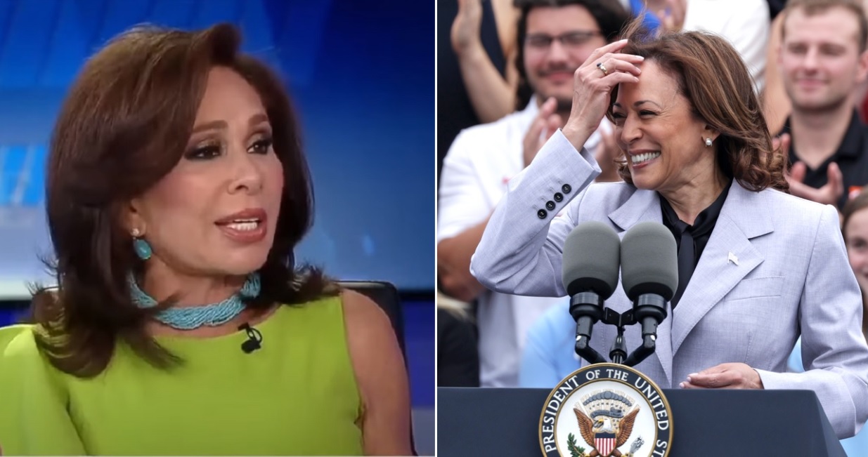 Fox News commentator Judge Jeanine Pirro, left, slammed Vice President Kamala Harris, right, saying she has set a dangerous precedent for women.