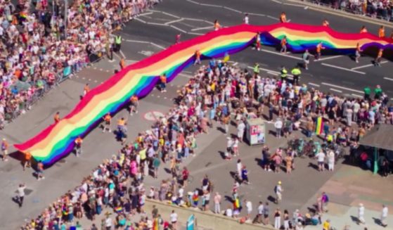 The above still is from the Disney+ "Pride from Above" documentary.
