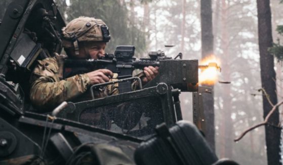 A U.S. soldier engages the enemy during Dragoon Ready 23 at the Joint Multinational Readiness Center in Hohenfels, Germany, on Feb. 1.