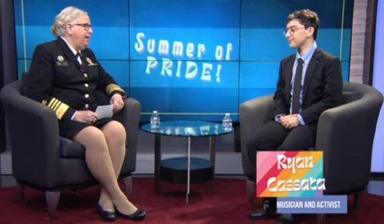 Assistant Secretary for Health Rachel Levine, left, appears on a video with transgender activist Ryan Cassata to celebrate "Summer of Pride."