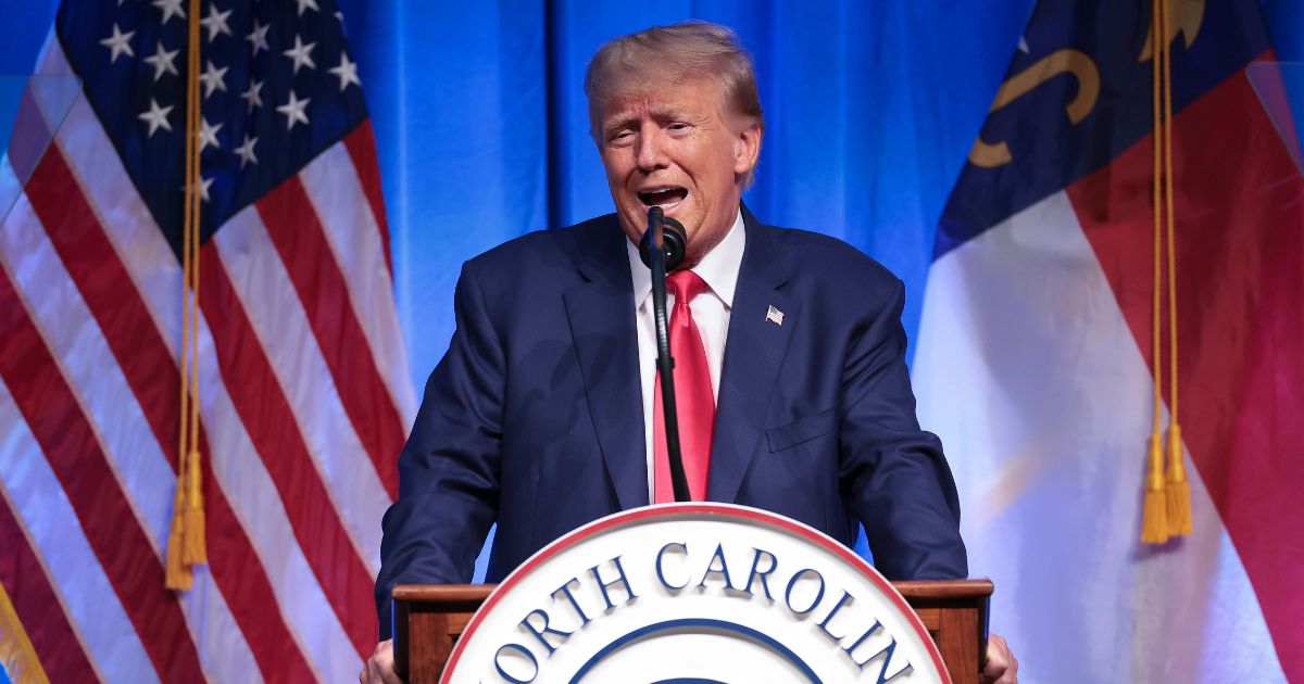Former President Donald Trump delivers remarks Saturday in Greensboro, North Carolina.
