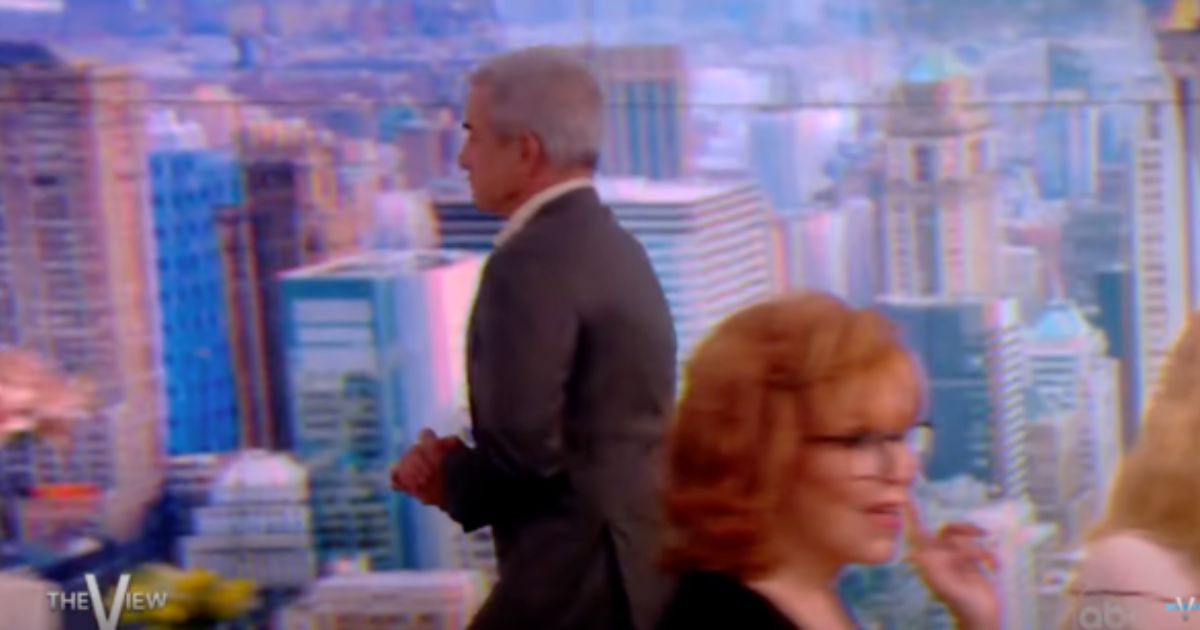 This YouTube screen shot shows actor Dermot Mulroney as he is 'walking off' the set of 'The View.'
