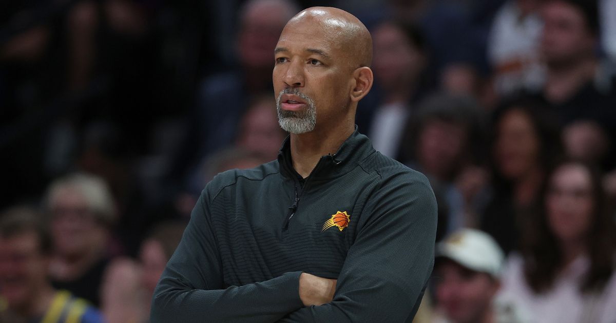 Head coach Monty Williams of the Phoenix Suns watches as his team plays the Denver Nuggets in the first quarter during Game Five of the NBA Western Conference Semifinals at Ball Arena on May 9 in Denver.