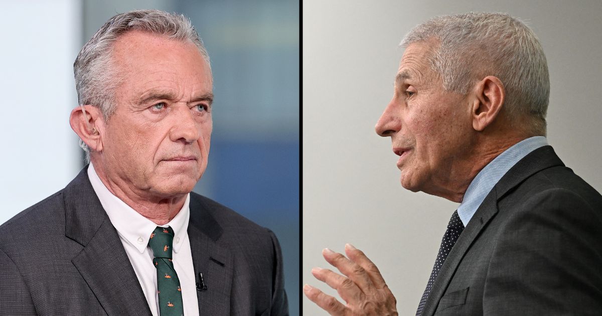 Robert F. Kennedy Jr., left, appears on Fox News on June 2 in New York City. Anthony Fauci speaks during a news briefing at the White House in Washington, D.C., on Nov. 22, 2022.