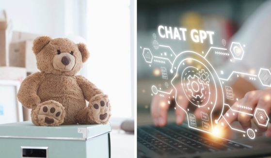 An ordinary teddy bear, like the one on the left, is now being meshed with AI for a futuristic tech toy that has the potential for unpleasant consequences.