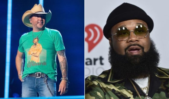 At left, Jason Aldean performs during the CMA Fest at Nissan Stadium in Nashville, Tennessee, on June 10. At right, Blanco Brown arrives for the iHeartRadio Music Awards at the Shrine Auditorium in Los Angeles on March 22, 2022.