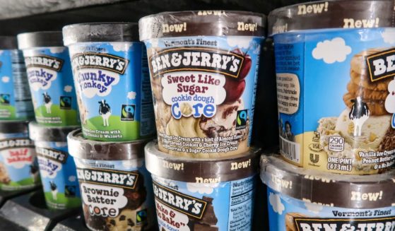 Cartons of Ben & Jerry's ice cream are seen in the above stock image.