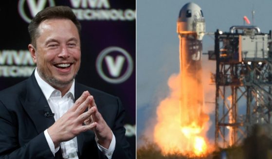 Jeff Bezos' space company Blue Origin attempted to launch a BE-4 rocket, similar to the one on the right, but the launch failed, putting Blue Origin further behind Elon Musk's, left, SpaceX.