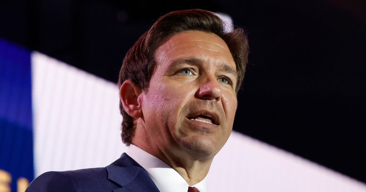 Republican presidential candidate and Florida Gov. Ron DeSantis speaks at the Christians United for Israel summit in Arlington, Virginia, on July 17.