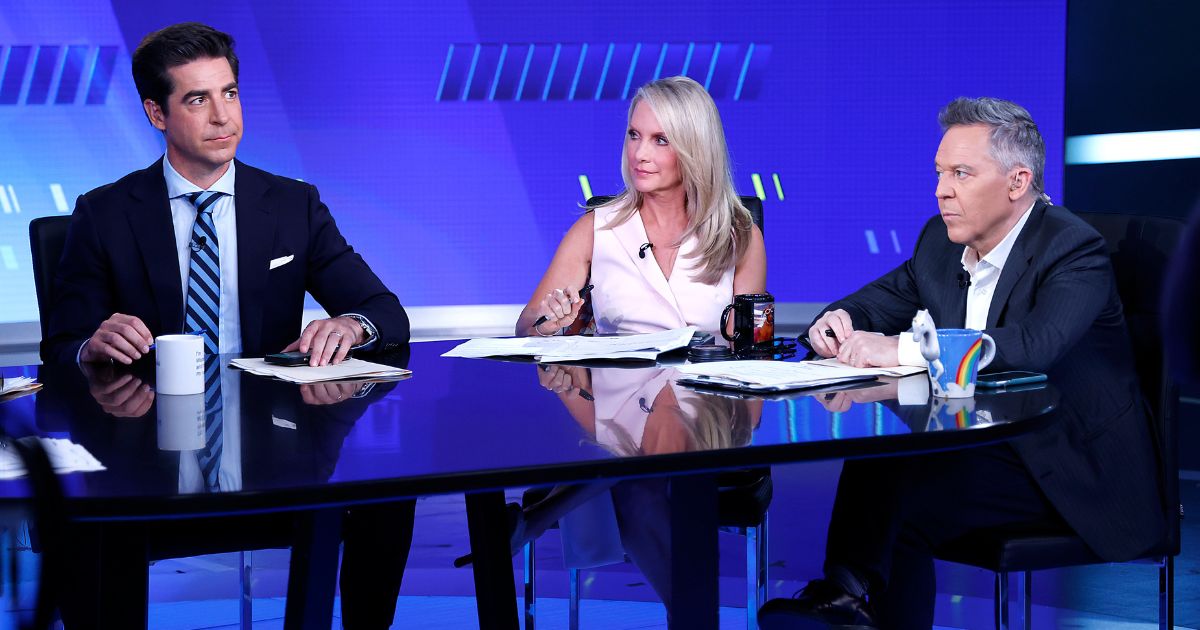 Fox News hosts Jesse Watters, Dana Perino and Greg Gutfeld are seen on the set of "The Five" at Fox News Studios in New York on June 28.