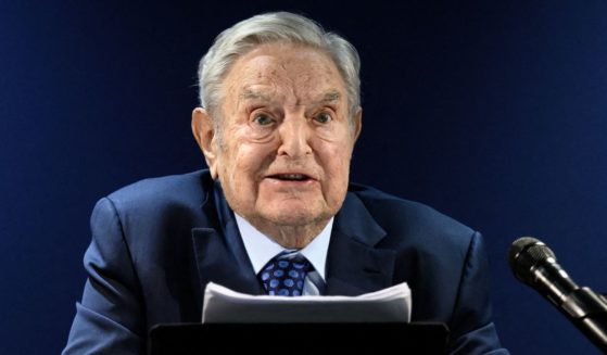 Hungarian-born billionaire George Soros is pictured addressing the assembly on the sidelines of the World Economic Forum annual meeting in Davos in a file photo from May 24, 2022.