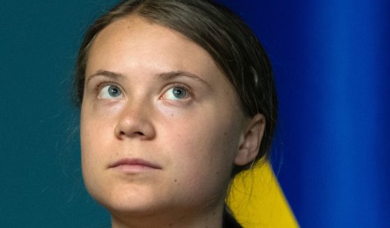 Eco-activist Greta Thunberg holds a press-conference of a newly created working group that will work with the damages caused to Ukraine's ecology as a result of Russia's invasion, in Kyiv, Ukraine, Thursday, June 29, 2023. (Efrem Lukatsky / Associated Press)