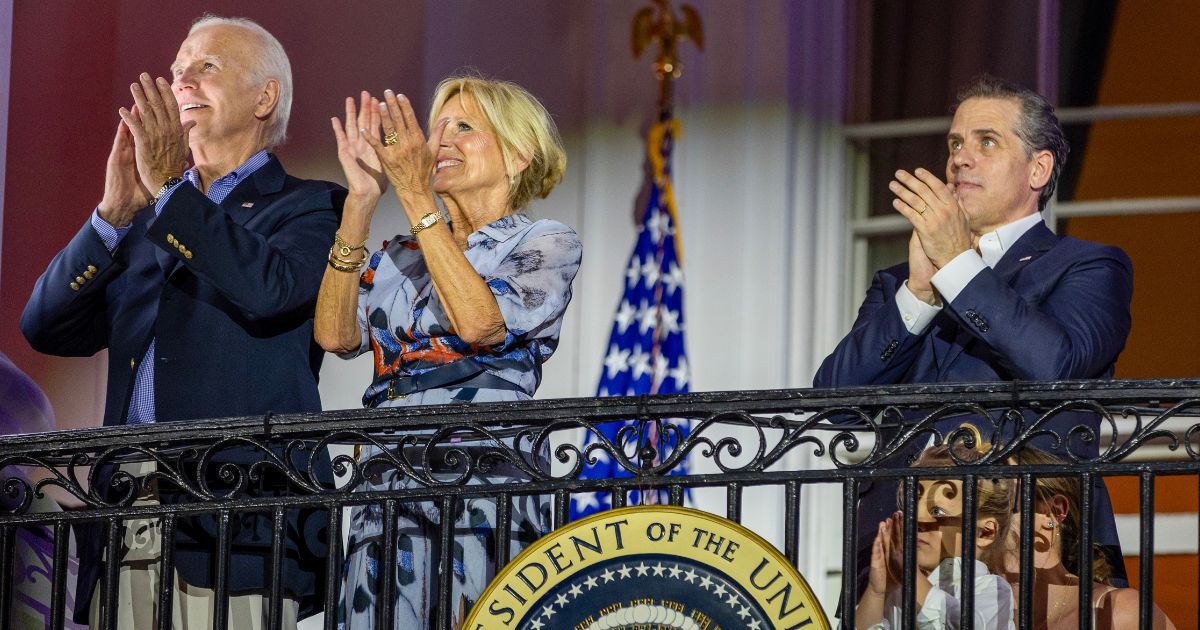 President Joe Biden, first lady Jill Biden and Hunter Biden watch fireworks on the South Lawn of the White House on Tuesday in Washington, D.C.