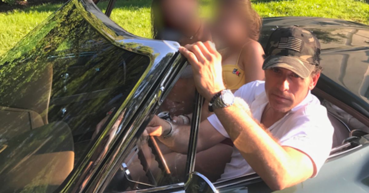 Hunter Biden is pictured driving his father's Corvette in 2017.