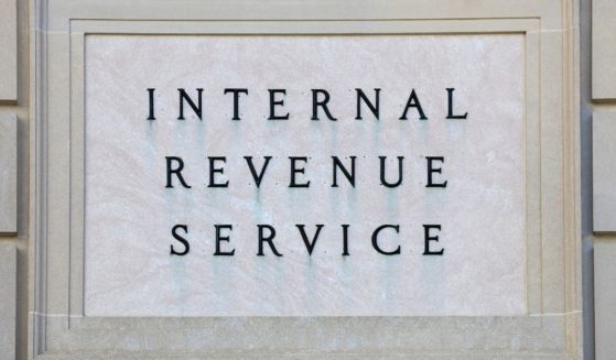The Internal Revenue Service, or IRS, headquarters building sign is pictured in Washington, D.C.