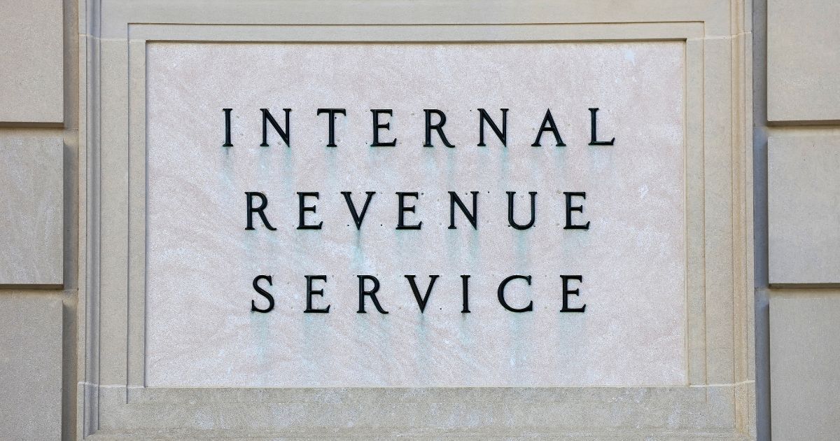 The Internal Revenue Service, or IRS, headquarters building sign is pictured in Washington, D.C.