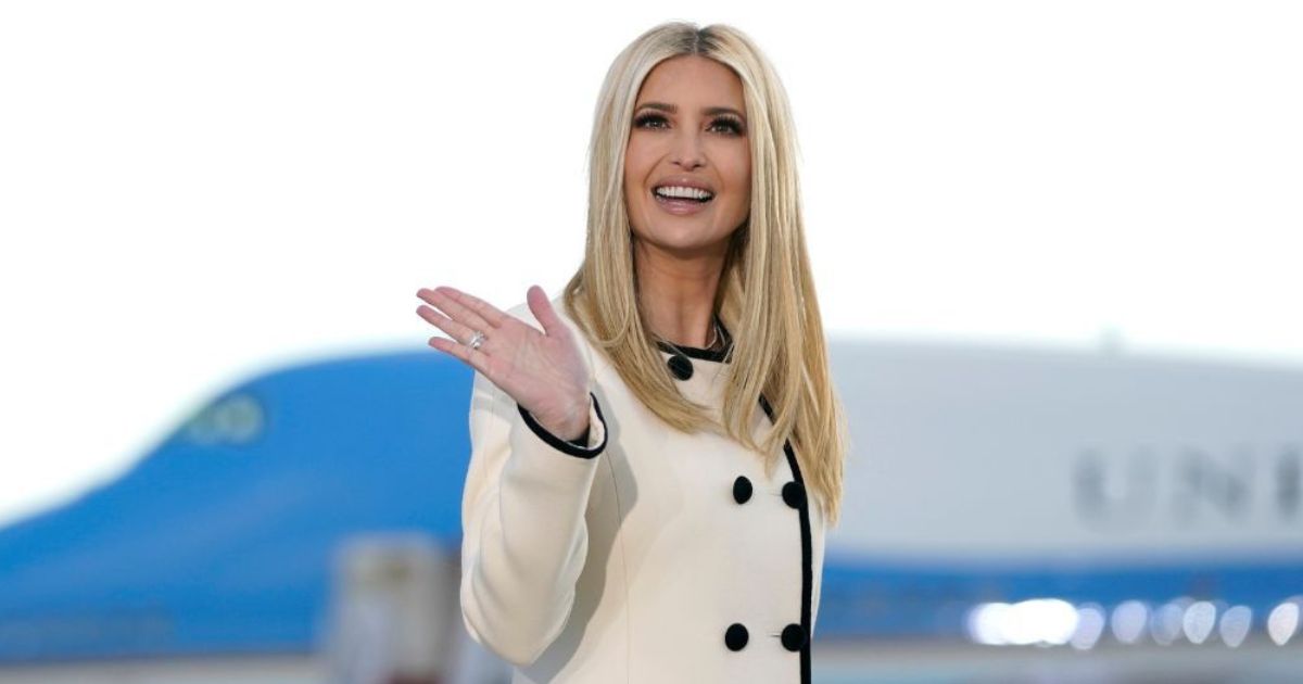 Ivanka Trump waves as she arrives at Joint Base Andrews in Maryland for the departure of her father, Donald Trump, as president on Jan. 20, 2021.