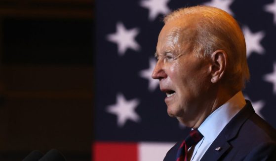 President Joe Biden speaks on renewable energy at the Philly Shipyard on Thursday in Philadelphia, Pennsylvania. Even as he spoke about offshore wind farms, a whirlwind of controversy arose over new allegations regarding Biden's involvement with a Ukranian oil company while he was vice president.