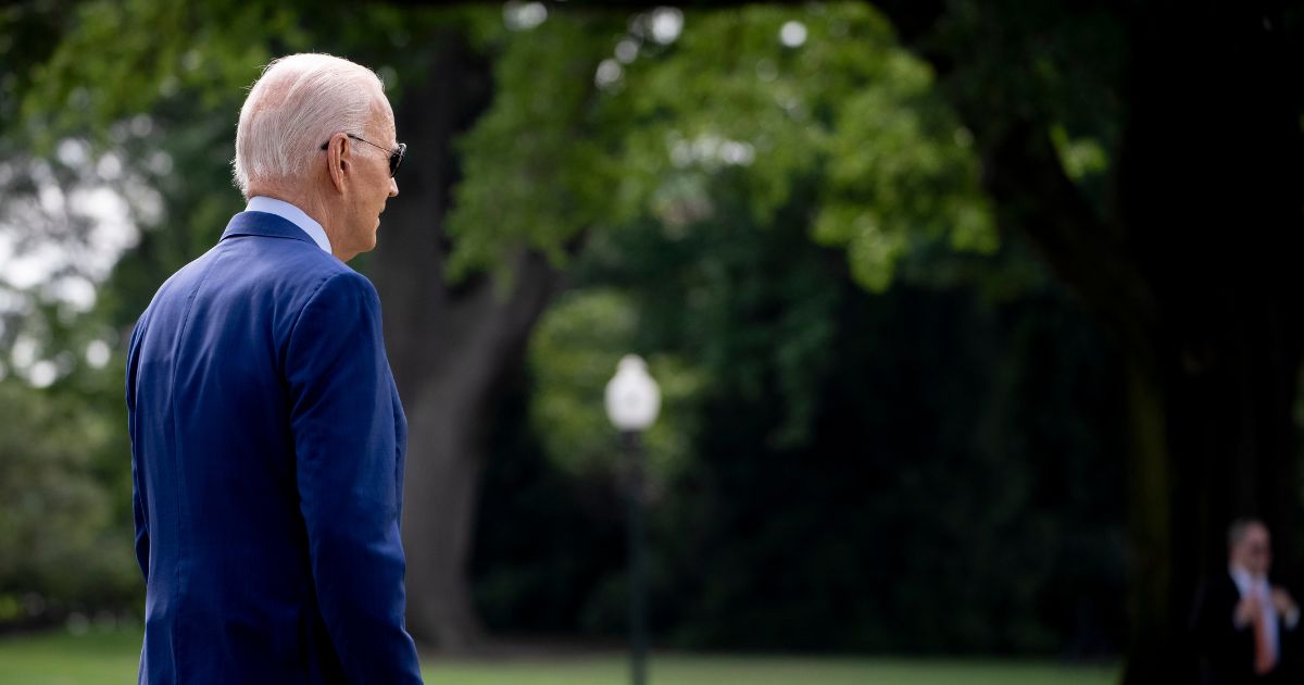 President Joe Biden walks across the South Lawn of the White House to board Marine One in Washington D.C., on Thursday.