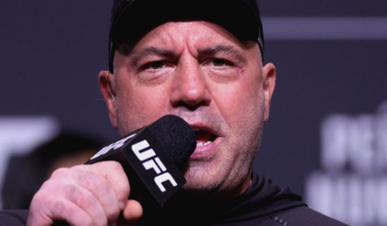 Joe Rogan speaks during the UFC 277 ceremonial weigh-in at the American Airlines Center in Dallas on July 29, 2022.