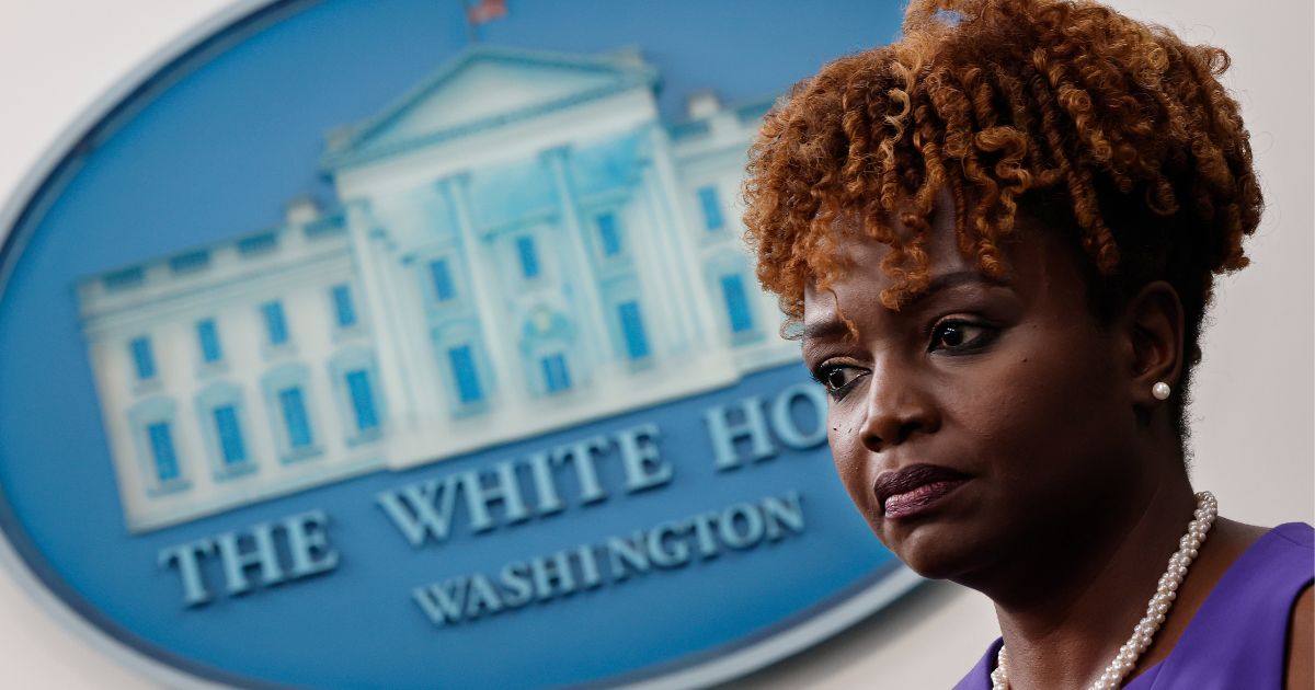 White House press secretary Karine Jean-Pierre talks to reporters during the daily news conference at the White House in a file photo from June 30. The White House has issued new guidelines that may restrict some conservative news outlets from attending the briefings.