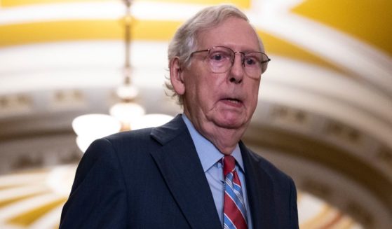 Senate Minority Leader Mitch McConnell of Kentucky is seen arriving at a news conference at the U.S. Capitol Wednesday in Washington, D.C. McConnell had just begun speaking when he froze in mid-sentence and appeared unable to speak. He was escorted back to his office, but later returned to the news conference and answered questions.