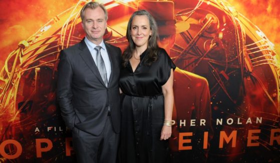 Christopher Nolan, left, and Emma Thomas attend a special screening of "Oppenheimer" Monday in New York City.
