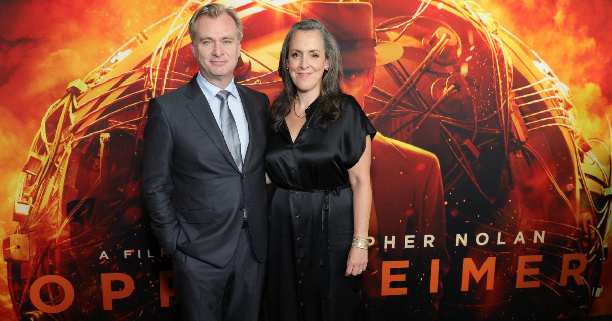 Christopher Nolan, left, and Emma Thomas attend a special screening of "Oppenheimer" Monday in New York City.