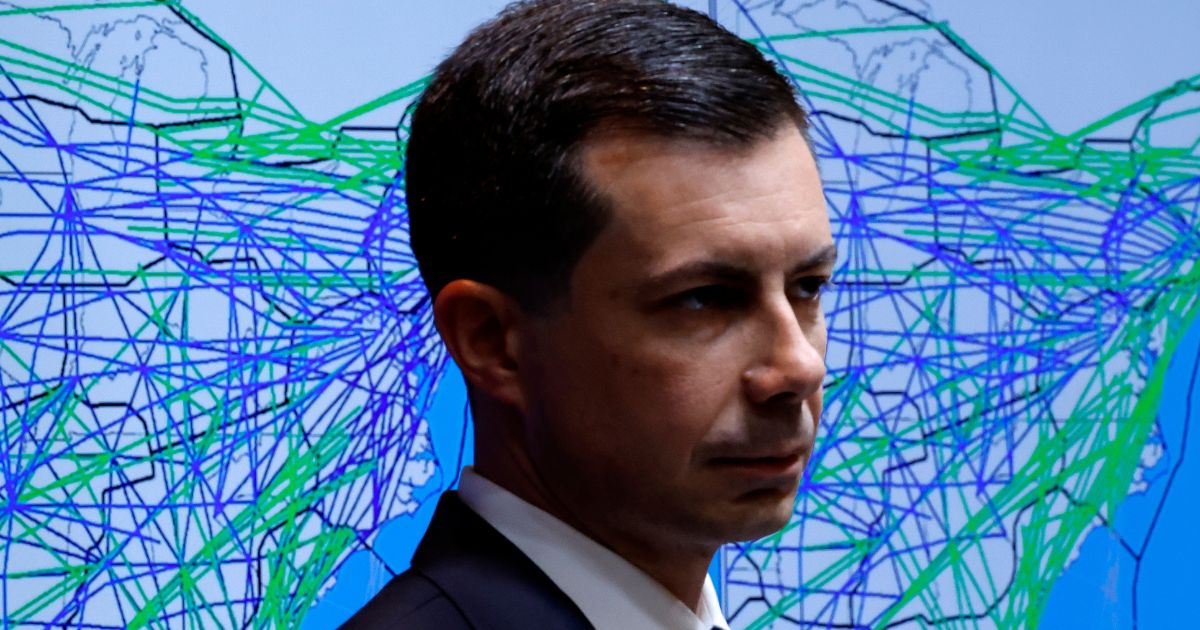 Transportation Secretary Pete Buttigieg holds a news conference about summer air travel at the department's headquarters in Washington, D.C., on May 23.