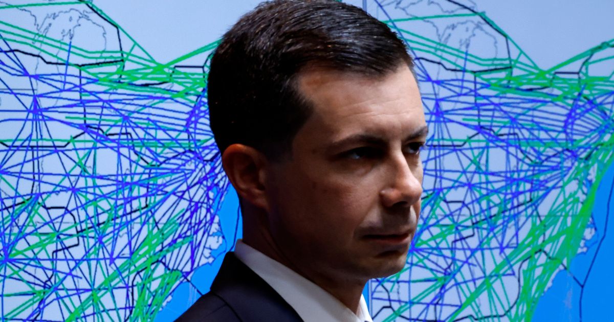Transportation Secretary Pete Buttigieg holds a news conference at the department's headquarters on May 23 in Washington, D.C.