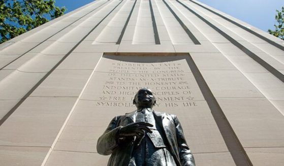 The Robert A. Taft Memorial and Carillon is seen in this stock image.
