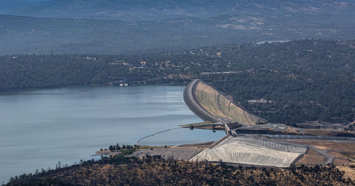 Lake Oroville, California's second-largest water reservoir, was at 100 percent capacity in May because of record-setting rains and heavy Sierra Nevada snowpack.