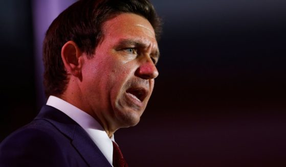 Republican presidential candidate and Florida Governor Ron DeSantis delivers remarks at the 2023 Christians United for Israel summit in Arlington, Virginia, on Monday.