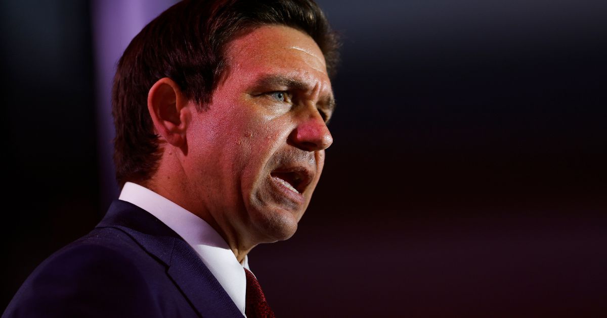 Republican presidential candidate and Florida Governor Ron DeSantis delivers remarks at the 2023 Christians United for Israel summit in Arlington, Virginia, on Monday.