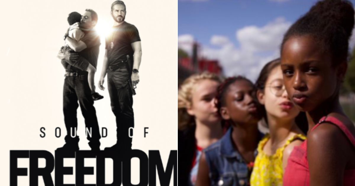 The movie "Sound of Freedom." left, has seen success in the box office and has drawn criticism from the establishment media, but the same media outlets praised Netflix' controversial "Cuties," right.
