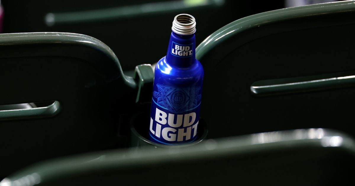 A can of Bud Light sits in a cup holder in the stands during the Baltimore Orioles and Cincinnati Reds game at Oriole Park at Camden Yards on June 28, 2023 in Baltimore, Maryland.