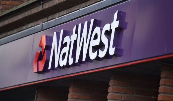 The Natwest Bank logo is seen on Nov. 5, 2020, in Stoke-on-Trent, Staffordshire, England.