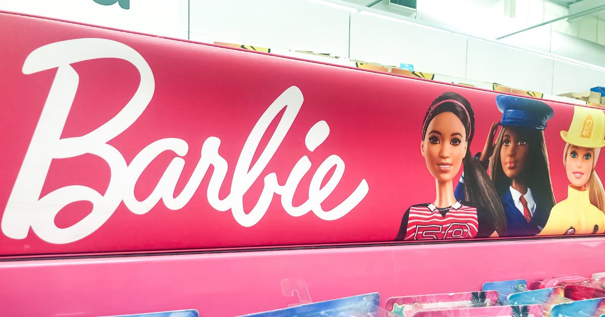 Barbie doll stands are seen on the stand of a toy store on July 19, 2023 in Madrid, Spain.