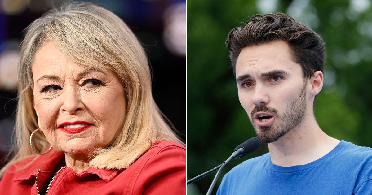 Conservative personality Roseanne Barr, left, comments on gun control activist David Hogg after he targeted Senator Mitch McConnell's freezing moment earlier in the week.