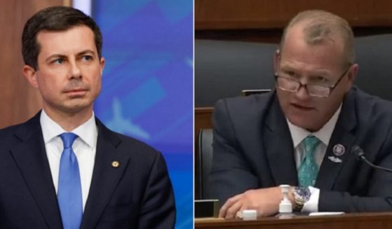 Transportation Secretary Pete Buttigieg, left; Rep. Troy Nehls, right.