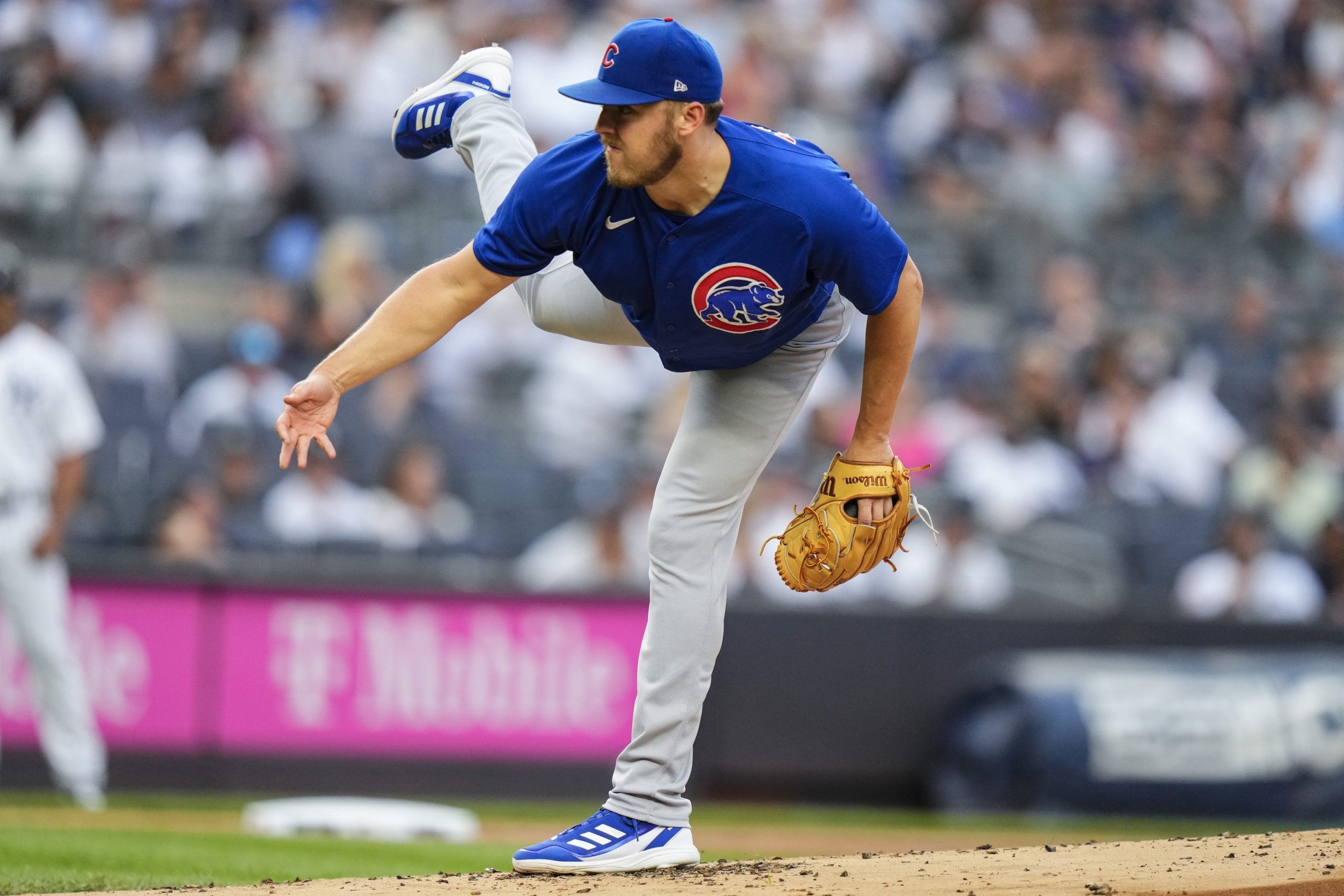 Chicago Cubs' Jameson Taillon pitches during the first inning of a baseball game against the New York Yankees, Friday in New York.