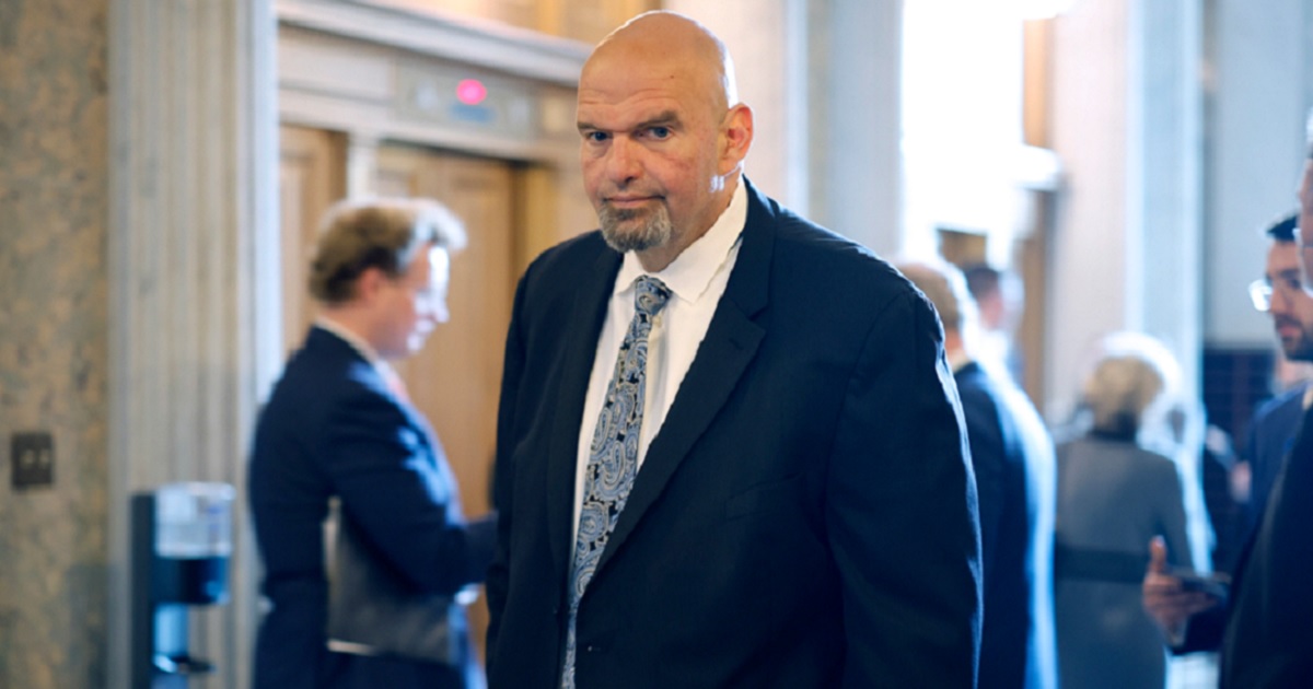 Pennsylvania Sen. John Fetterman, pictured in a May 10 file photo in the Capitol.