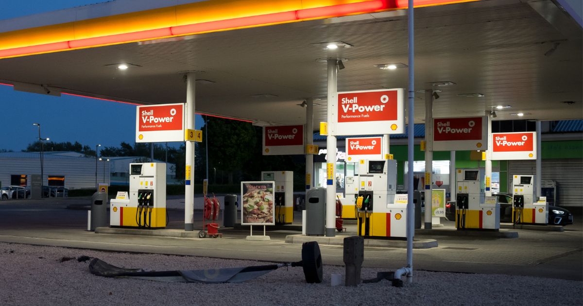 The above image is of a gas station.