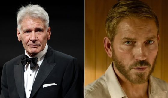 "Indiana Jones" franchise star Harrison Ford, left; "The Sound of Freedom" star James Caviezel, right.