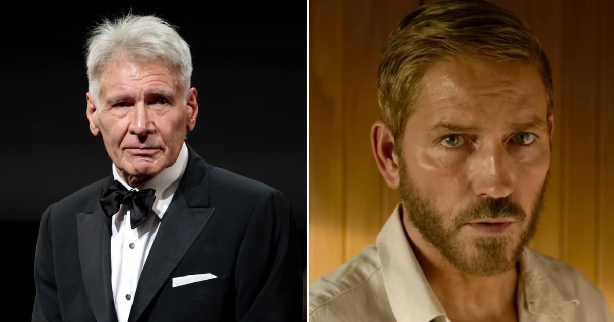 "Indiana Jones" franchise star Harrison Ford, left; "The Sound of Freedom" star James Caviezel, right.