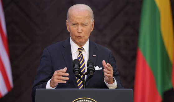 President Joe Biden addresses an audience Wednesday in Vilnius, Lithuania.