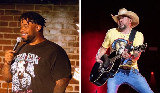 Comedian David Lucas, left, has recently come out in support of Jason Aldean, right, and his new song “Try That In A Small Town."