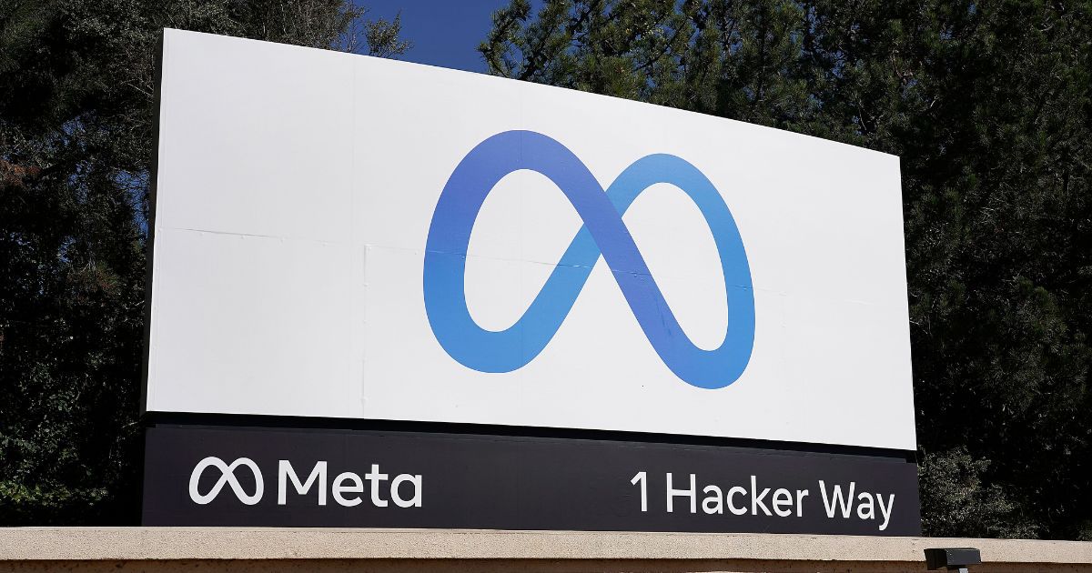 Facebook's Meta logo sign is seen at the company headquarters in Menlo Park, California, on Oct. 28, 2021.