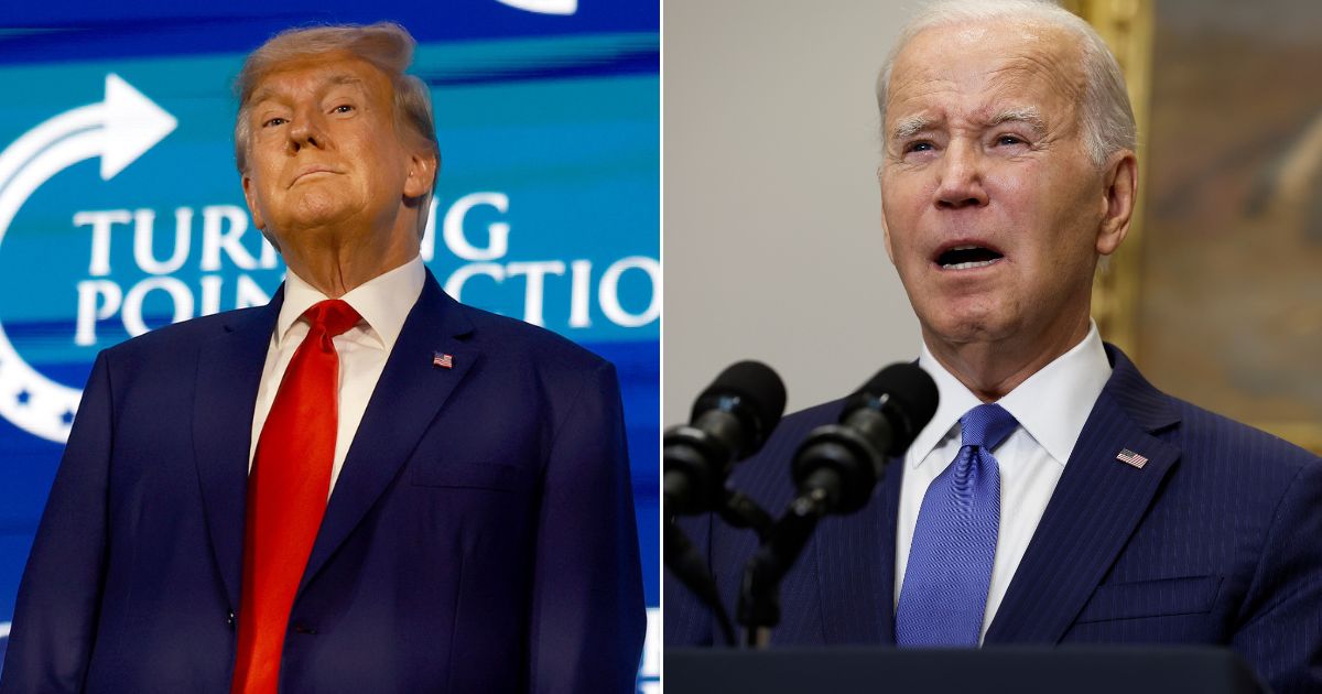 Former President Donald Trump leads President Joe Biden, according to a new poll.